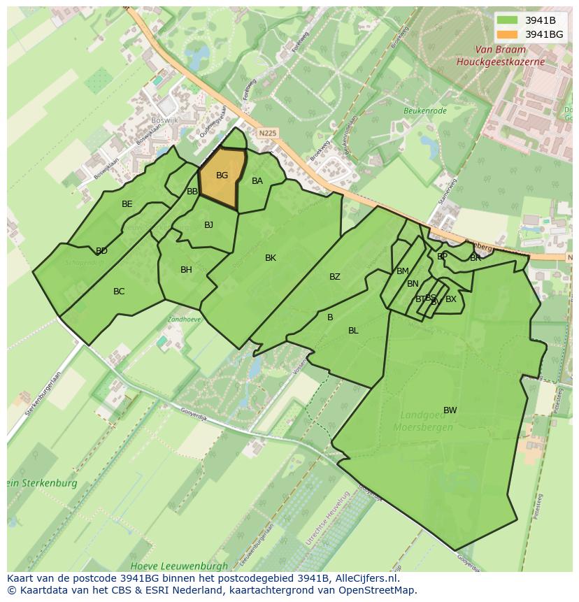 Afbeelding van het postcodegebied 3941 BG op de kaart.
