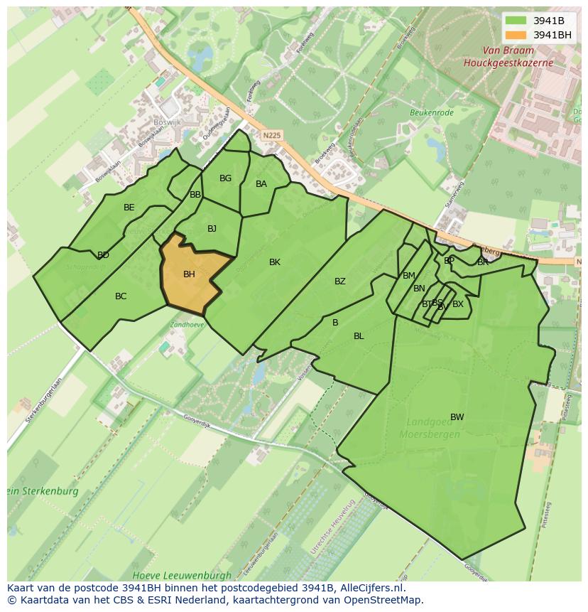 Afbeelding van het postcodegebied 3941 BH op de kaart.