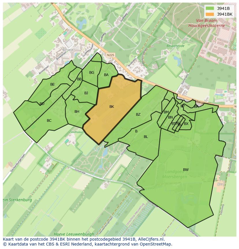 Afbeelding van het postcodegebied 3941 BK op de kaart.