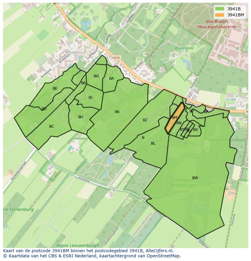Afbeelding van het postcodegebied 3941 BM op de kaart.