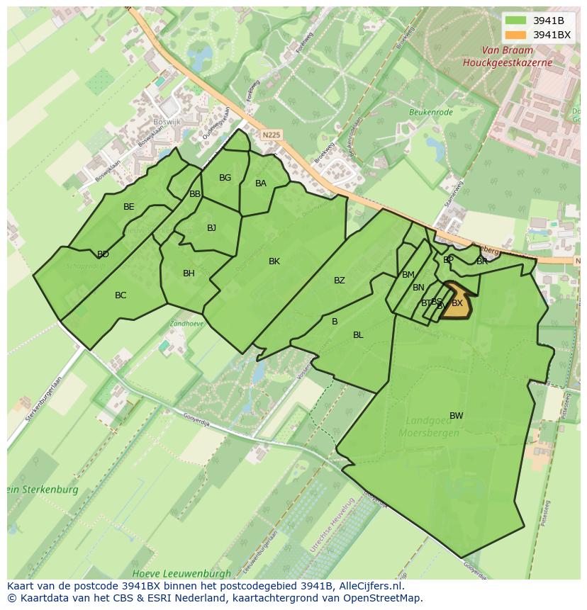 Afbeelding van het postcodegebied 3941 BX op de kaart.