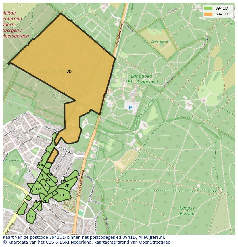 Afbeelding van het postcodegebied 3941 DD op de kaart.