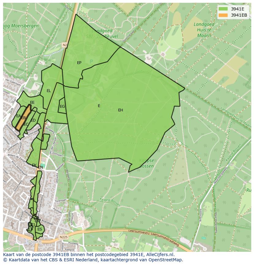 Afbeelding van het postcodegebied 3941 EB op de kaart.