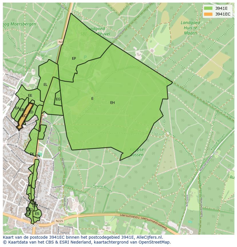 Afbeelding van het postcodegebied 3941 EC op de kaart.