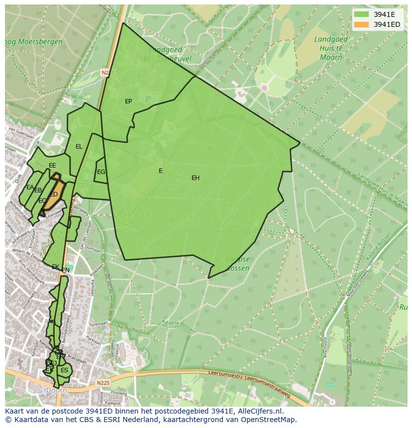 Afbeelding van het postcodegebied 3941 ED op de kaart.
