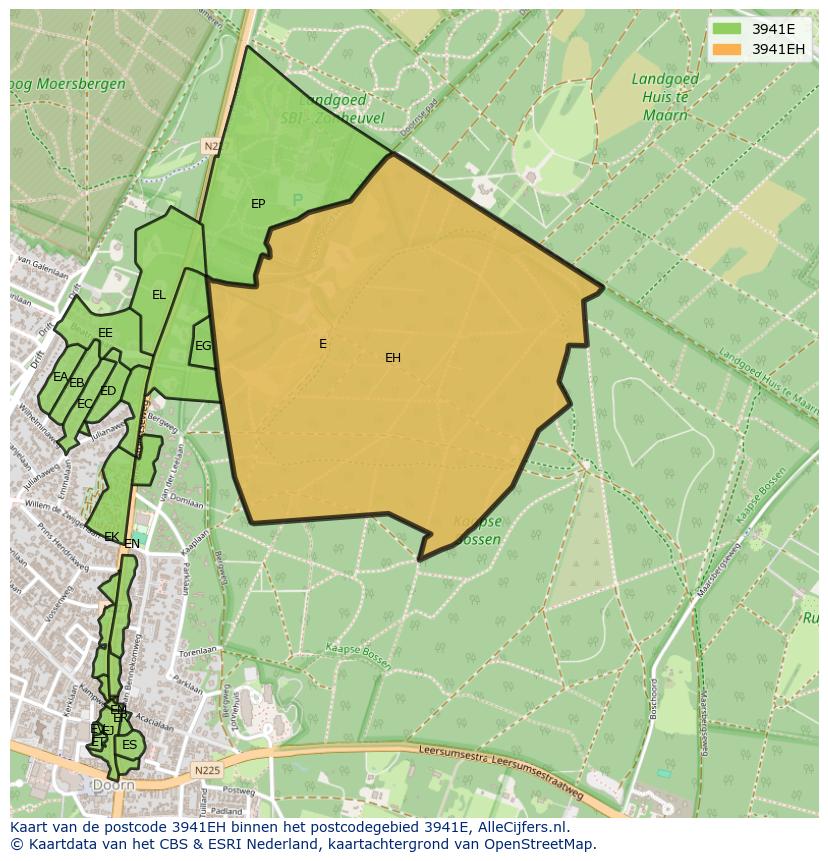 Afbeelding van het postcodegebied 3941 EH op de kaart.