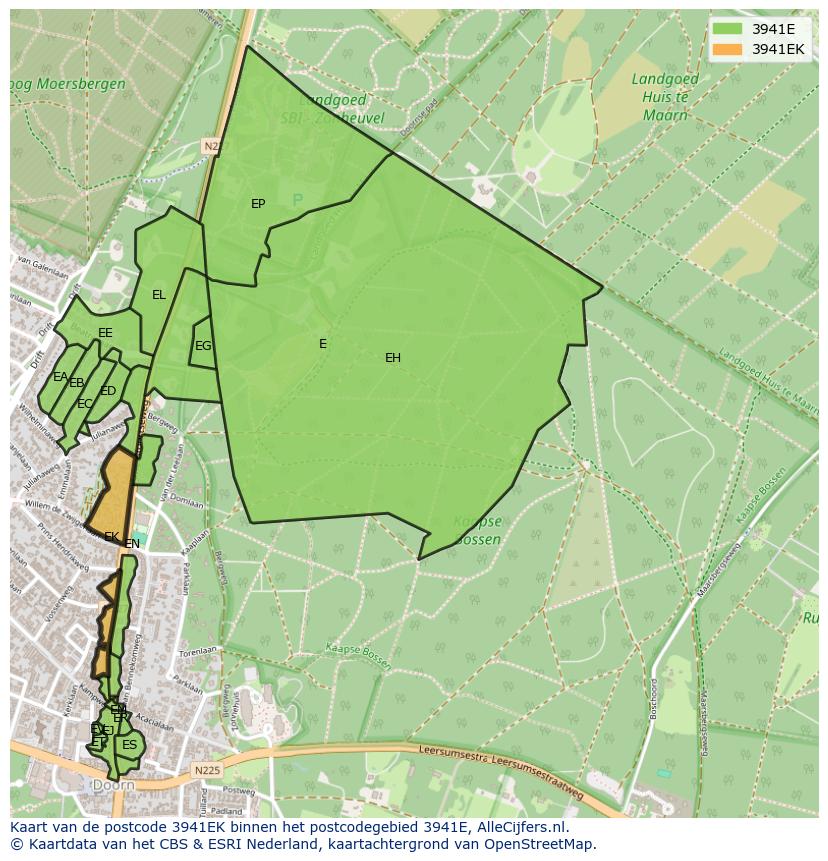 Afbeelding van het postcodegebied 3941 EK op de kaart.