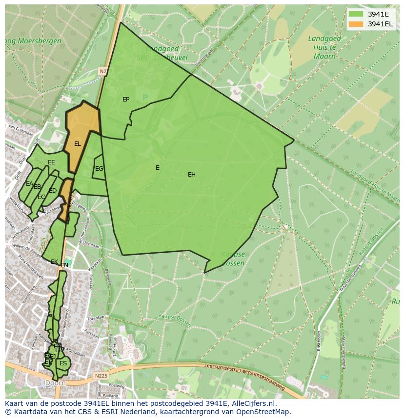 Afbeelding van het postcodegebied 3941 EL op de kaart.