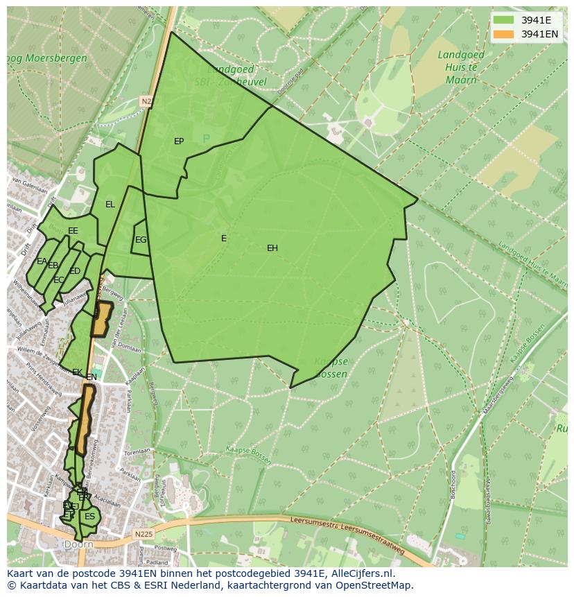 Afbeelding van het postcodegebied 3941 EN op de kaart.