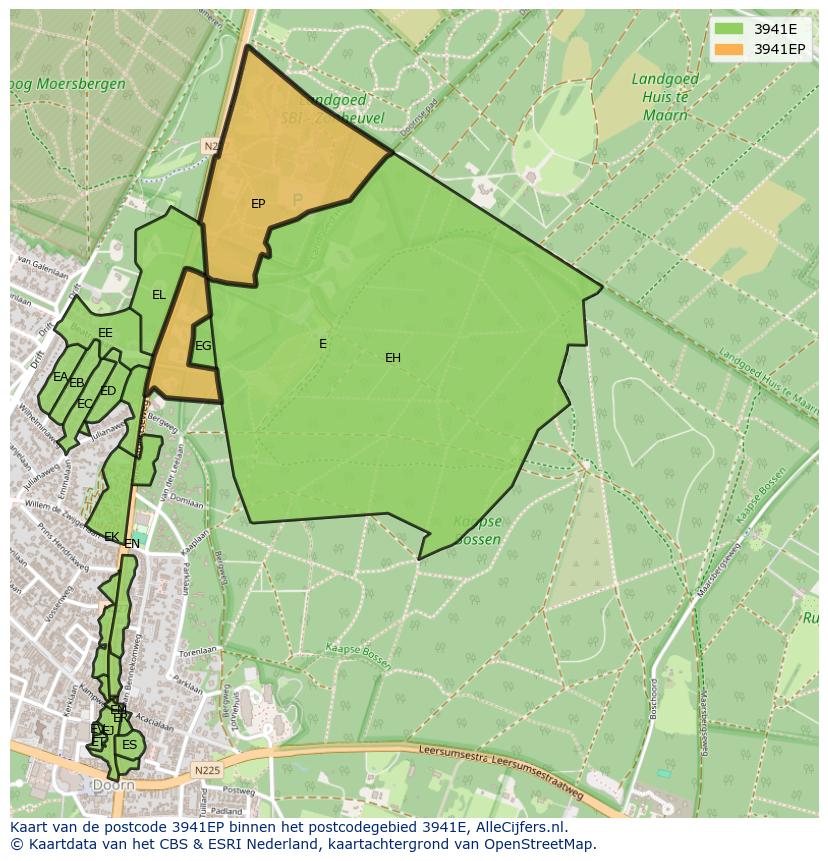 Afbeelding van het postcodegebied 3941 EP op de kaart.