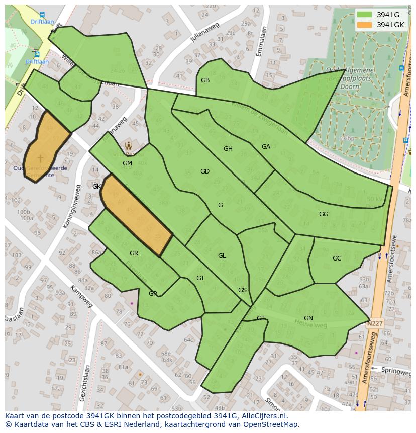 Afbeelding van het postcodegebied 3941 GK op de kaart.