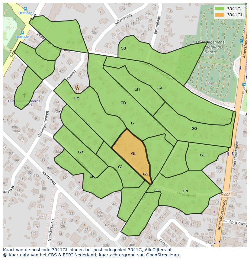 Afbeelding van het postcodegebied 3941 GL op de kaart.