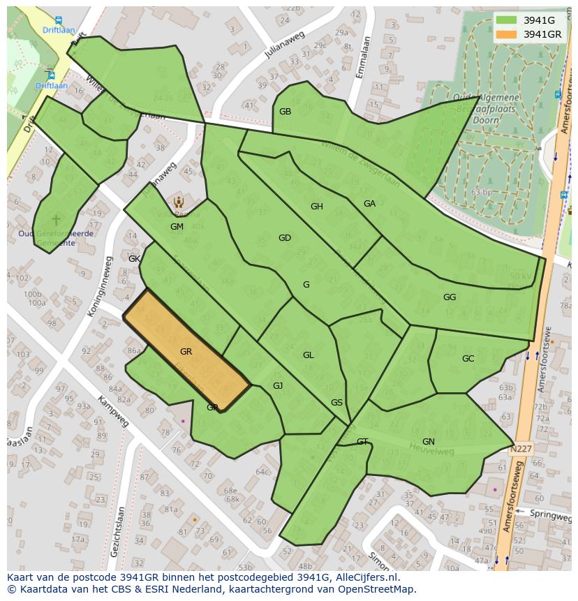 Afbeelding van het postcodegebied 3941 GR op de kaart.