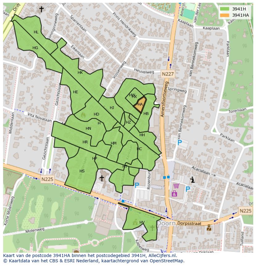 Afbeelding van het postcodegebied 3941 HA op de kaart.