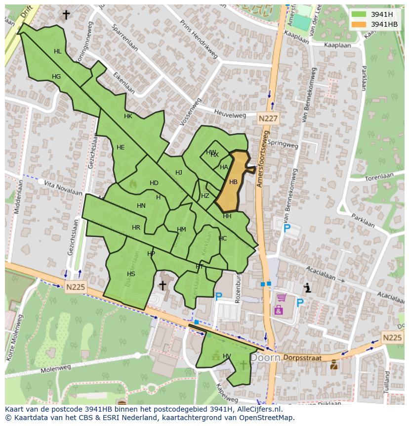 Afbeelding van het postcodegebied 3941 HB op de kaart.