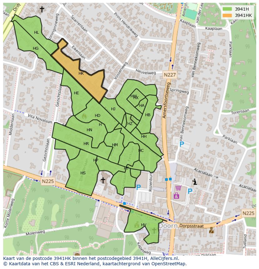Afbeelding van het postcodegebied 3941 HK op de kaart.