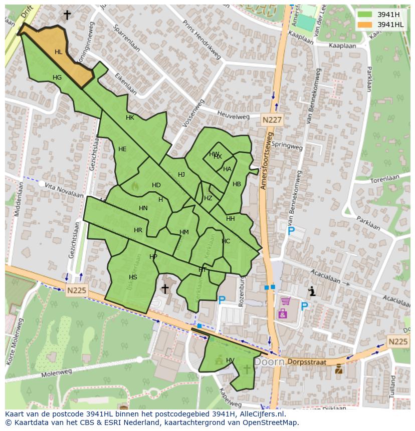 Afbeelding van het postcodegebied 3941 HL op de kaart.