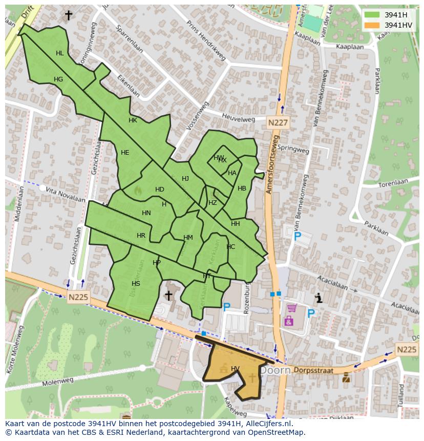 Afbeelding van het postcodegebied 3941 HV op de kaart.