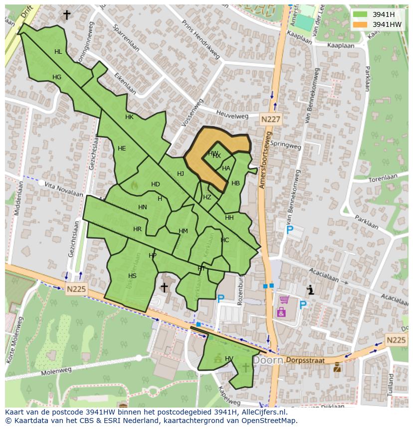 Afbeelding van het postcodegebied 3941 HW op de kaart.