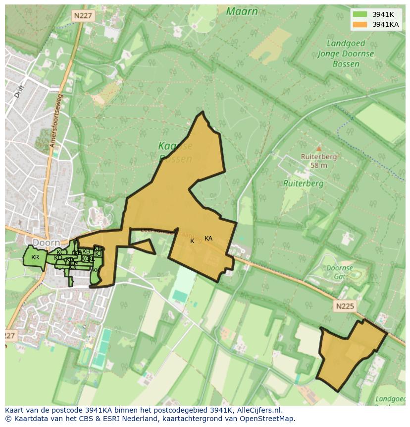 Afbeelding van het postcodegebied 3941 KA op de kaart.