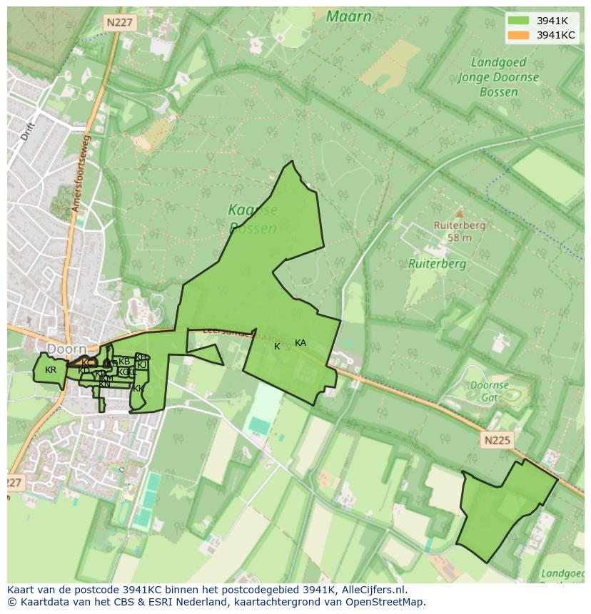 Afbeelding van het postcodegebied 3941 KC op de kaart.