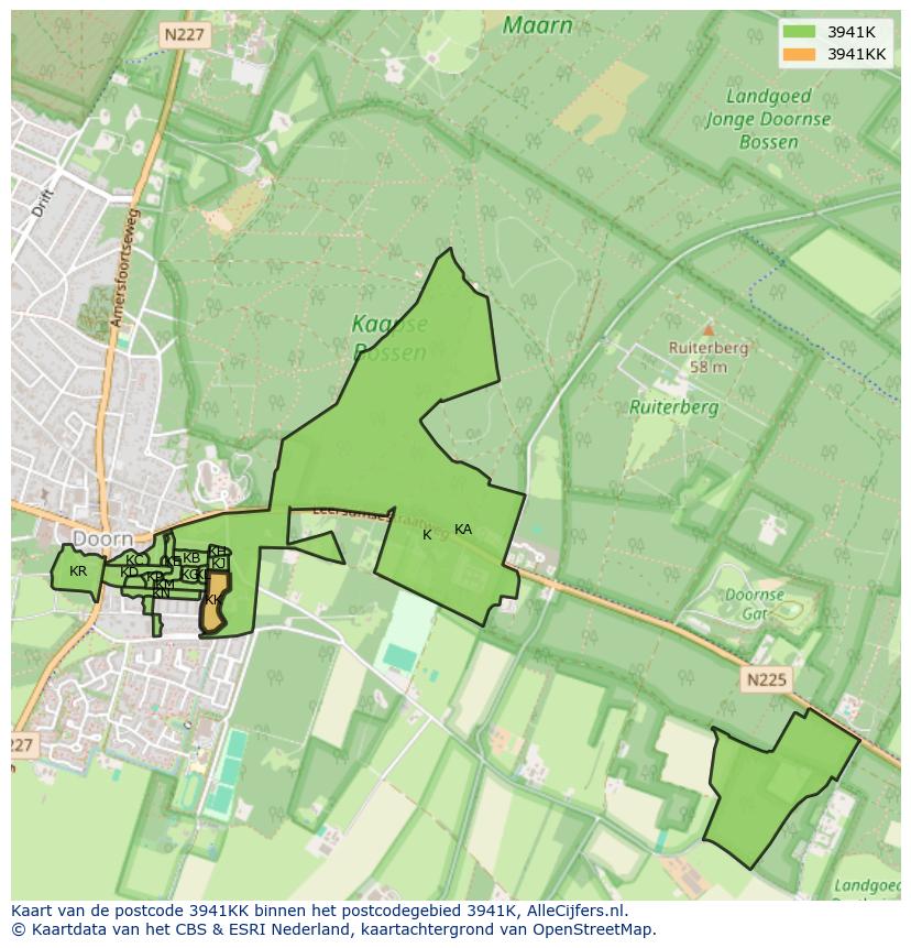 Afbeelding van het postcodegebied 3941 KK op de kaart.