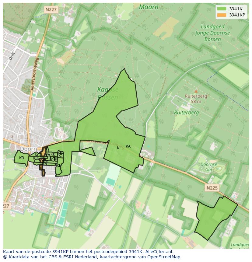 Afbeelding van het postcodegebied 3941 KP op de kaart.