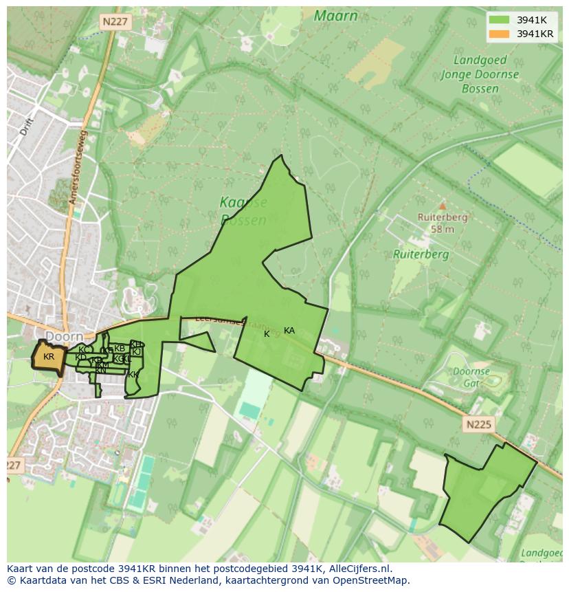 Afbeelding van het postcodegebied 3941 KR op de kaart.