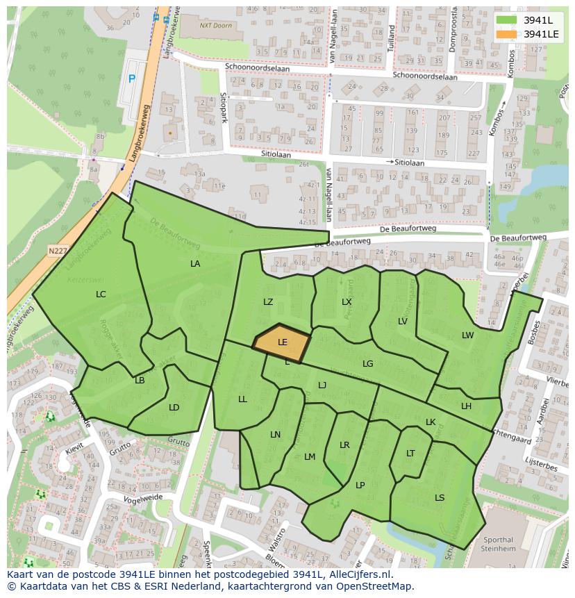 Afbeelding van het postcodegebied 3941 LE op de kaart.