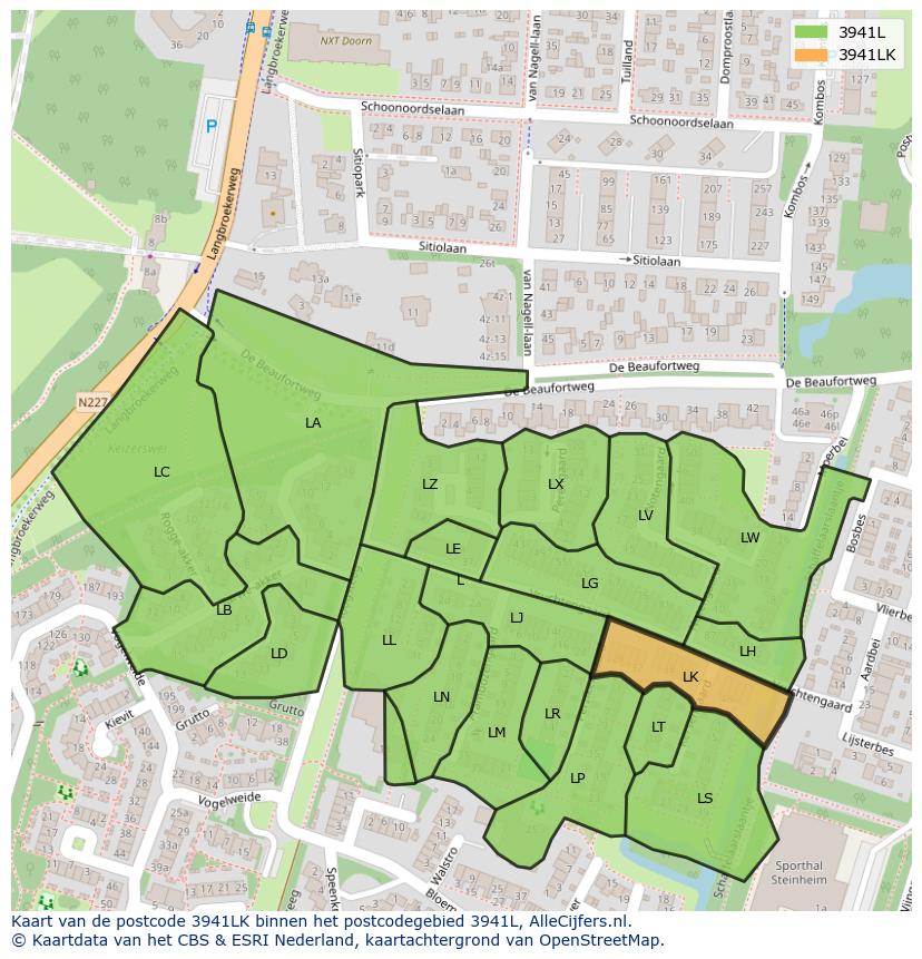 Afbeelding van het postcodegebied 3941 LK op de kaart.
