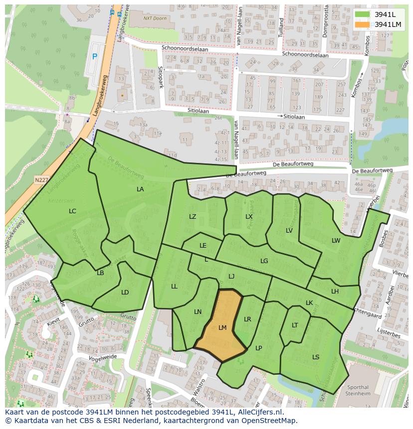 Afbeelding van het postcodegebied 3941 LM op de kaart.