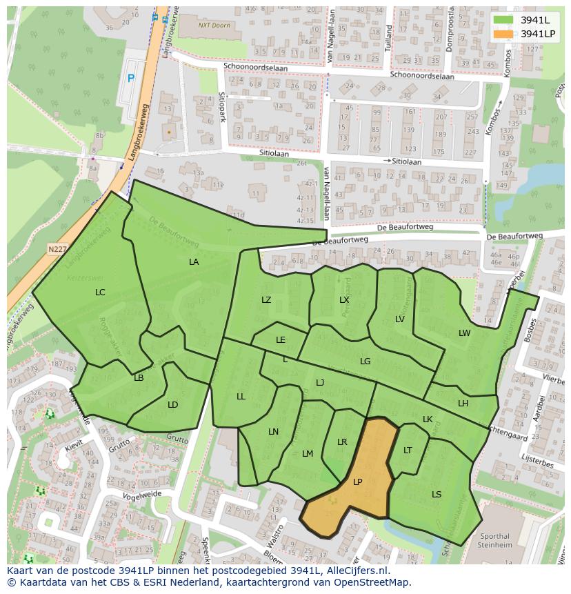 Afbeelding van het postcodegebied 3941 LP op de kaart.