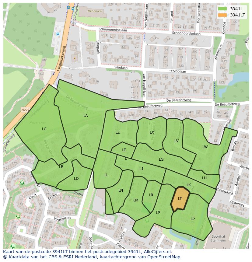 Afbeelding van het postcodegebied 3941 LT op de kaart.