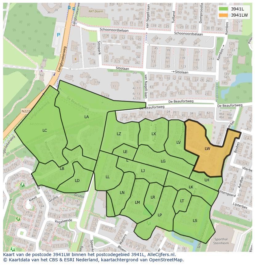 Afbeelding van het postcodegebied 3941 LW op de kaart.