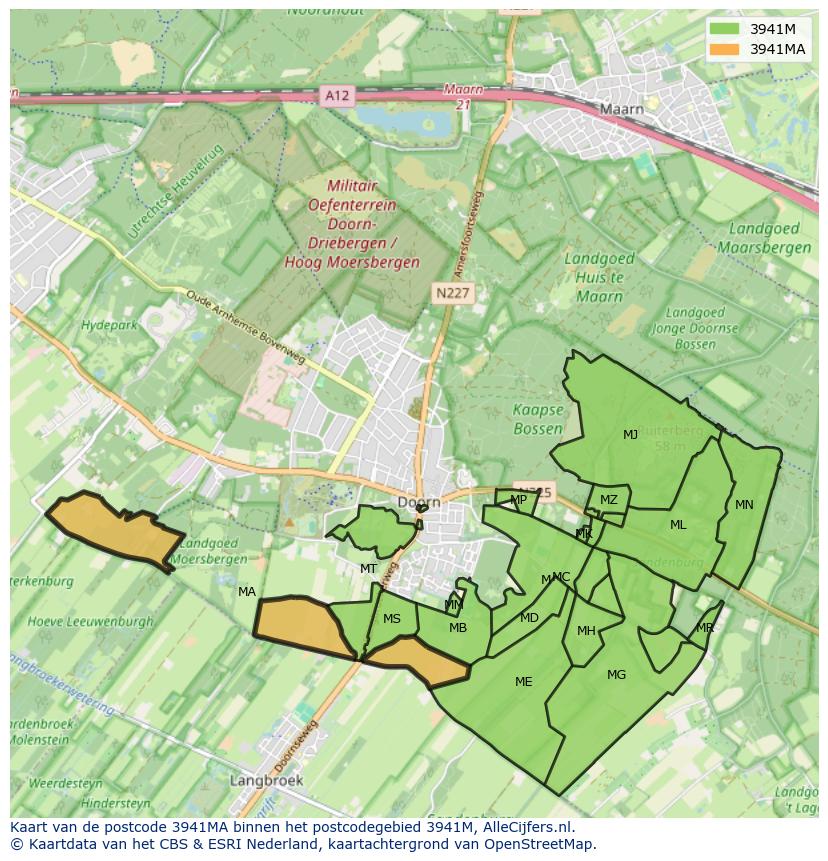 Afbeelding van het postcodegebied 3941 MA op de kaart.