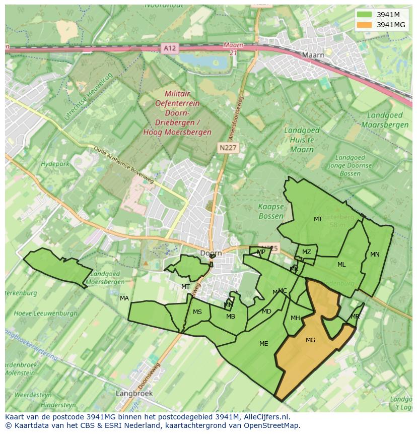 Afbeelding van het postcodegebied 3941 MG op de kaart.
