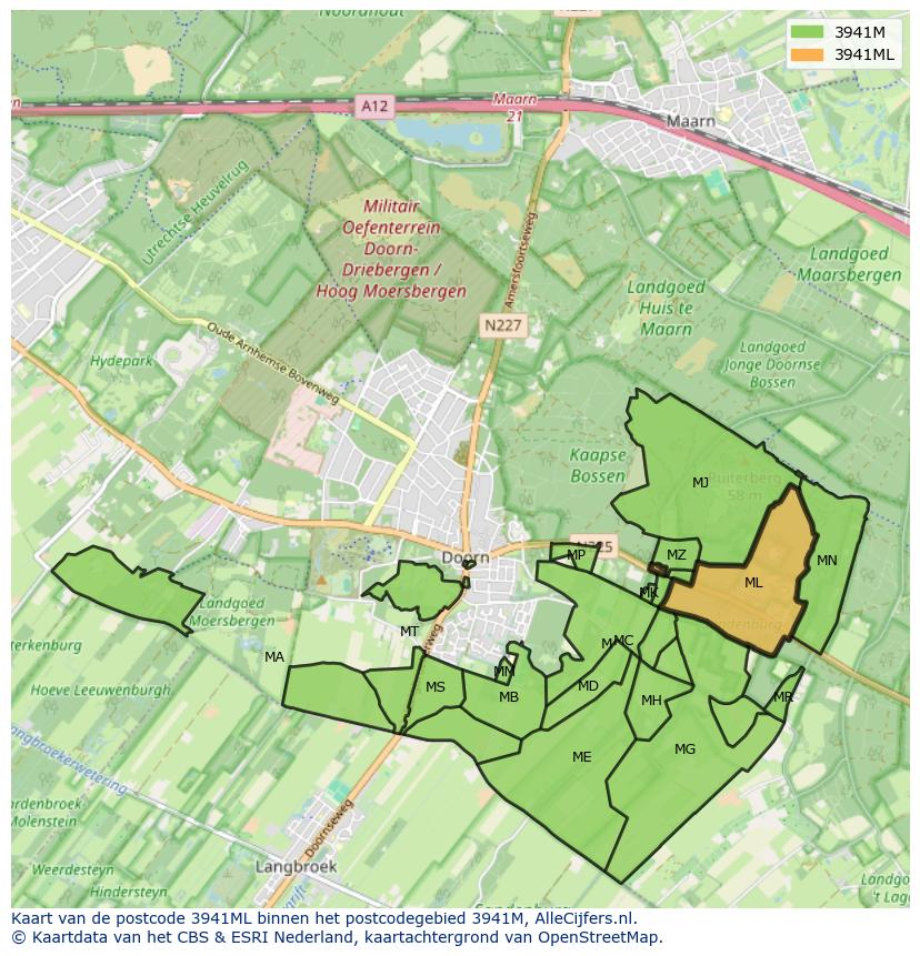 Afbeelding van het postcodegebied 3941 ML op de kaart.