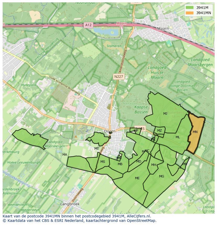 Afbeelding van het postcodegebied 3941 MN op de kaart.