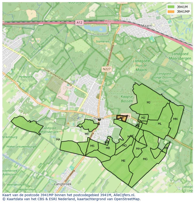 Afbeelding van het postcodegebied 3941 MP op de kaart.