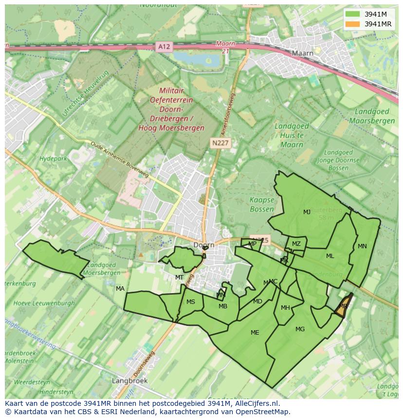 Afbeelding van het postcodegebied 3941 MR op de kaart.