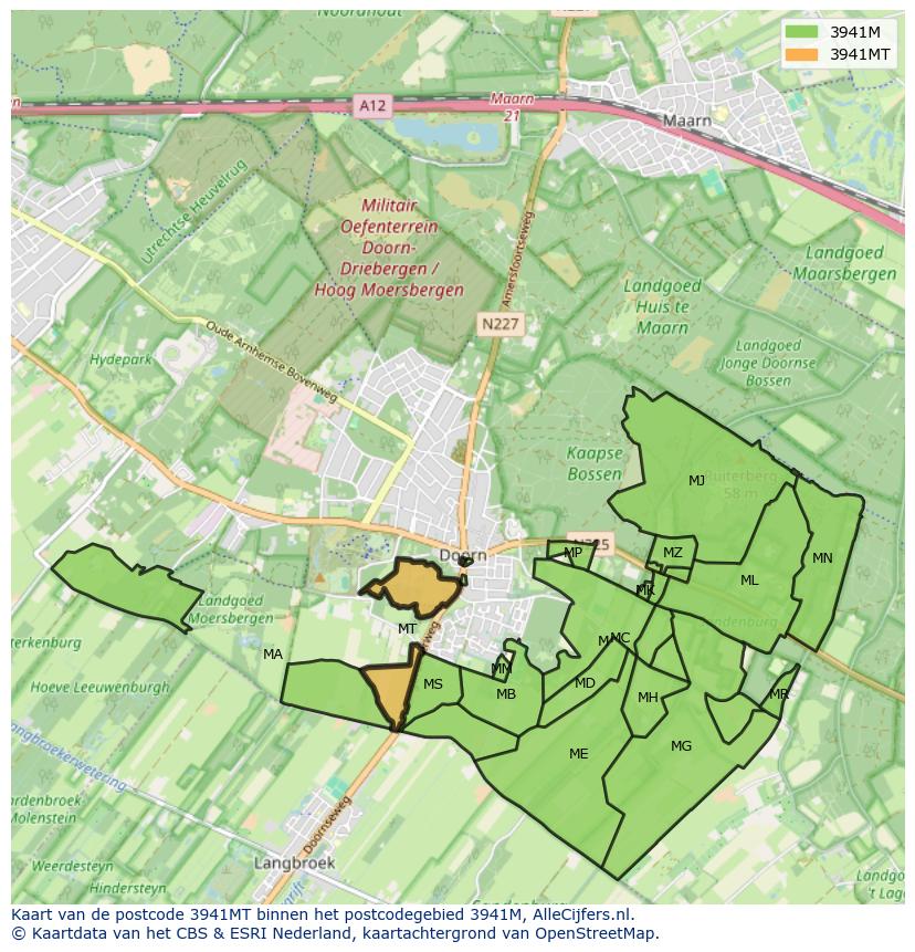 Afbeelding van het postcodegebied 3941 MT op de kaart.