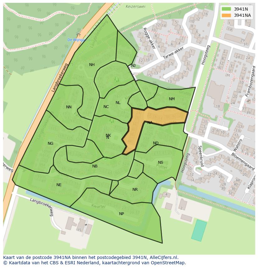 Afbeelding van het postcodegebied 3941 NA op de kaart.