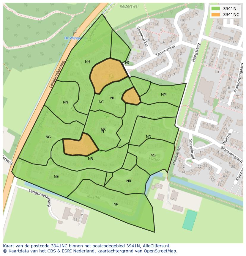 Afbeelding van het postcodegebied 3941 NC op de kaart.