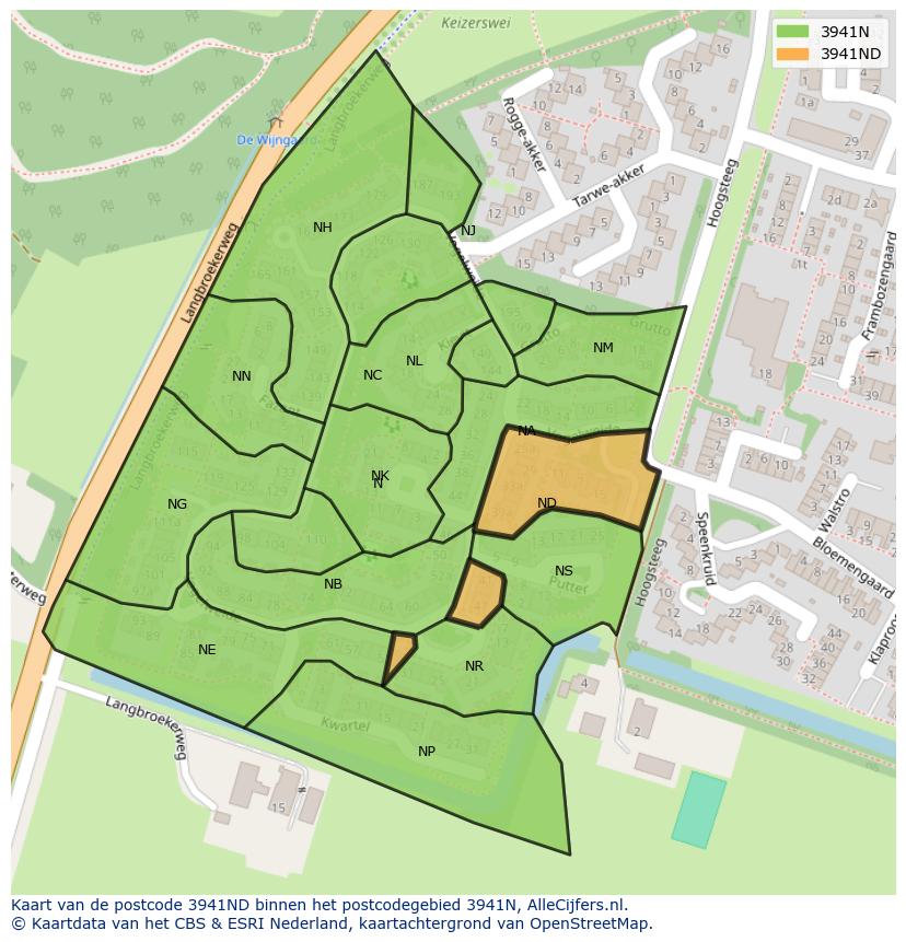 Afbeelding van het postcodegebied 3941 ND op de kaart.