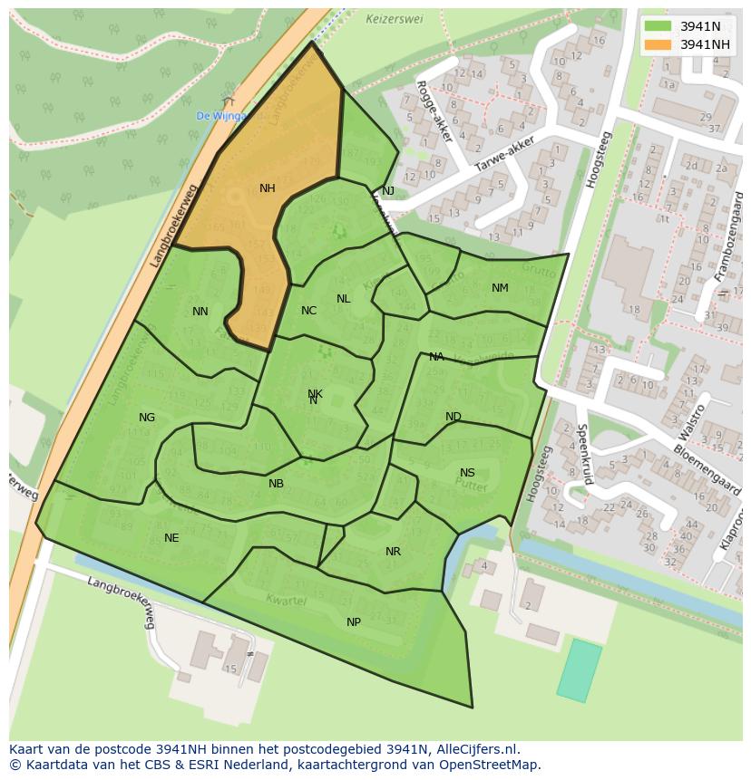 Afbeelding van het postcodegebied 3941 NH op de kaart.