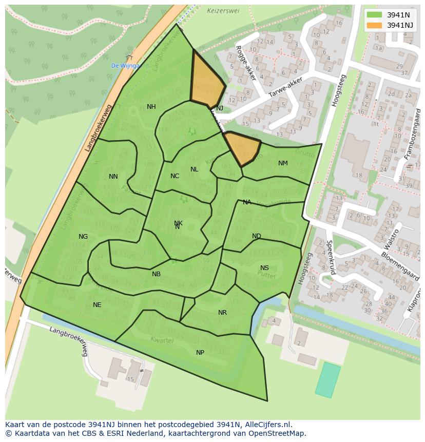 Afbeelding van het postcodegebied 3941 NJ op de kaart.