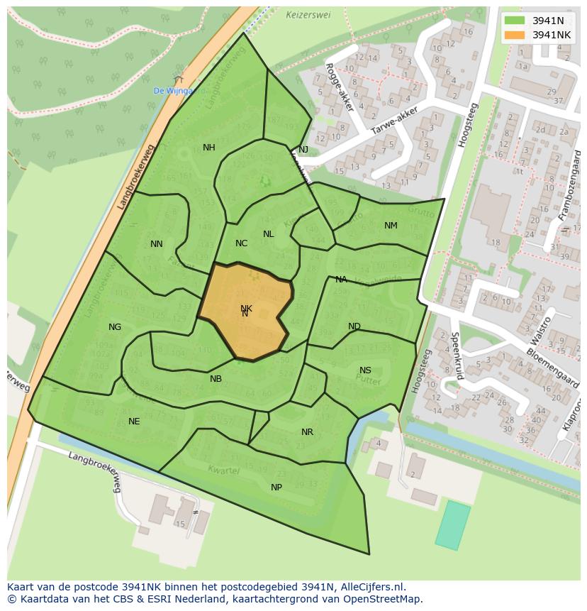 Afbeelding van het postcodegebied 3941 NK op de kaart.