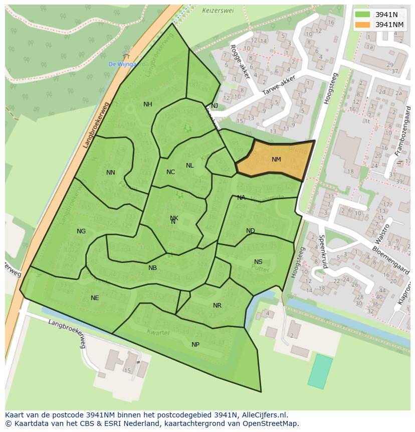 Afbeelding van het postcodegebied 3941 NM op de kaart.