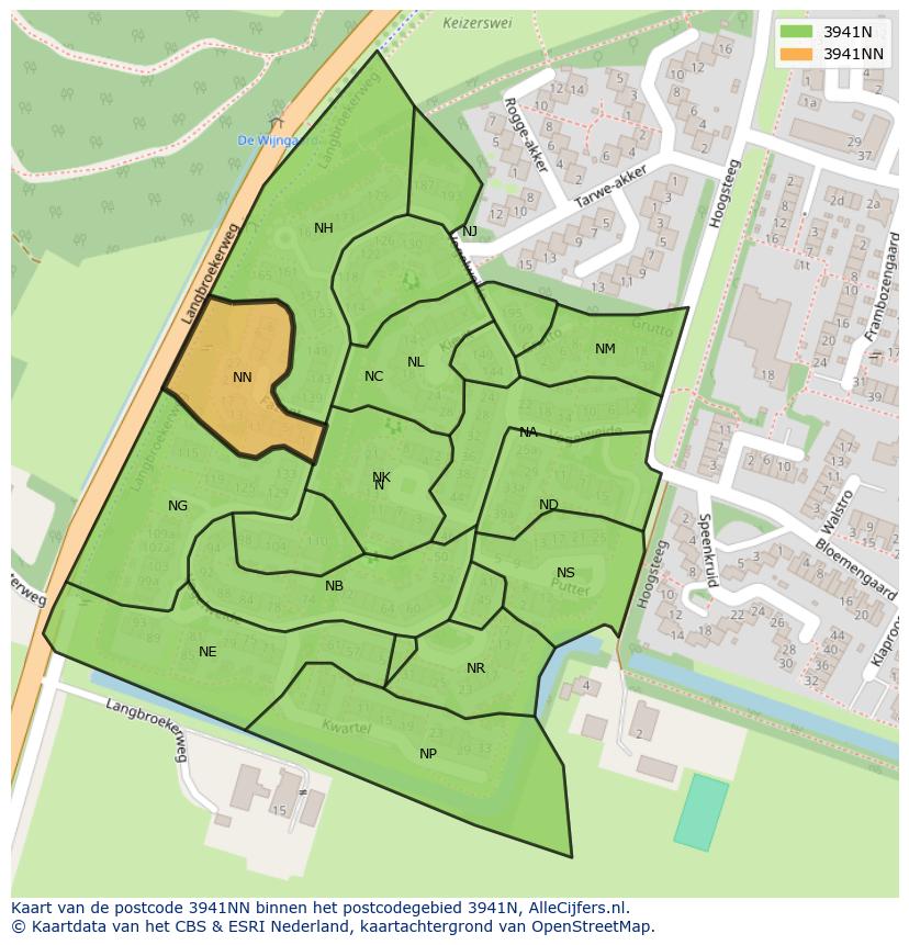 Afbeelding van het postcodegebied 3941 NN op de kaart.
