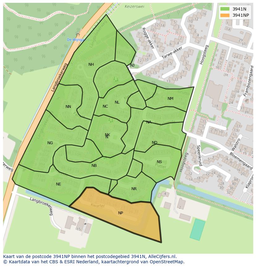 Afbeelding van het postcodegebied 3941 NP op de kaart.